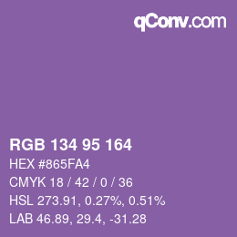 Color code: RGB 134 95 164 | qconv.com