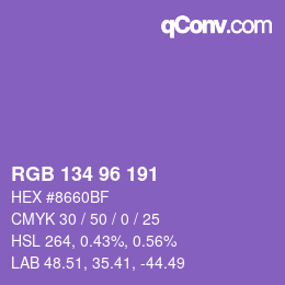 Farbcode: RGB 134 96 191 | qconv.com