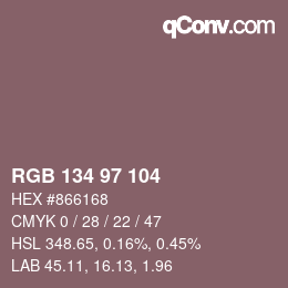 Farbcode: RGB 134 97 104 | qconv.com