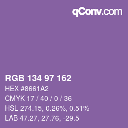 カラーコード: RGB 134 97 162 | qconv.com