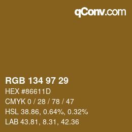 Color code: RGB 134 97 29 | qconv.com