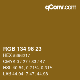 Color code: RGB 134 98 23 | qconv.com