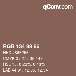 Farbcode: RGB 134 98 86 | qconv.com