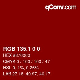 Color code: RGB 135.1 0 0 | qconv.com