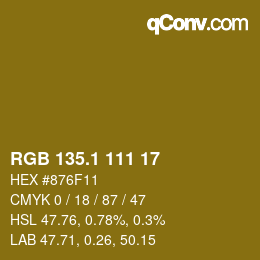 カラーコード: RGB 135.1 111 17 | qconv.com