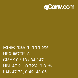 カラーコード: RGB 135.1 111 22 | qconv.com