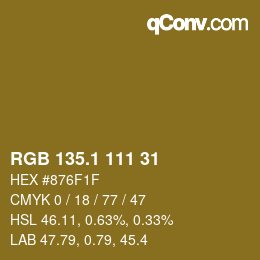 カラーコード: RGB 135.1 111 31 | qconv.com