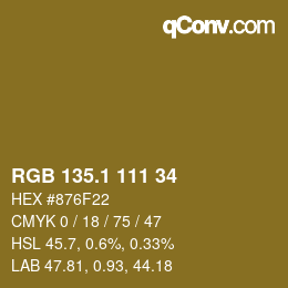 カラーコード: RGB 135.1 111 34 | qconv.com