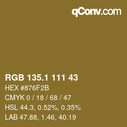 カラーコード: RGB 135.1 111 43 | qconv.com