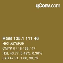 カラーコード: RGB 135.1 111 46 | qconv.com