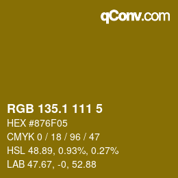 カラーコード: RGB 135.1 111 5 | qconv.com
