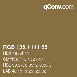 カラーコード: RGB 135.1 111 65 | qconv.com