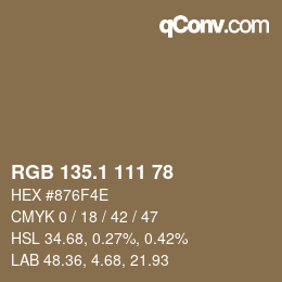 Color code: RGB 135.1 111 78 | qconv.com