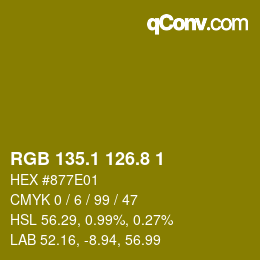 カラーコード: RGB 135.1 126.8 1 | qconv.com