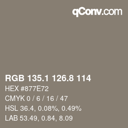 Farbcode: RGB 135.1 126.8 114 | qconv.com