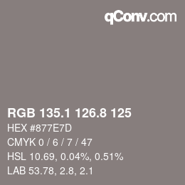 Color code: RGB 135.1 126.8 125 | qconv.com