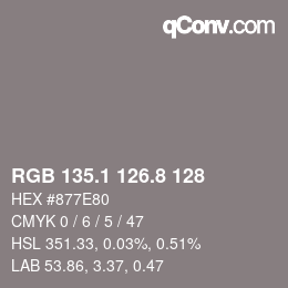 Color code: RGB 135.1 126.8 128 | qconv.com