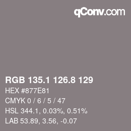Color code: RGB 135.1 126.8 129 | qconv.com