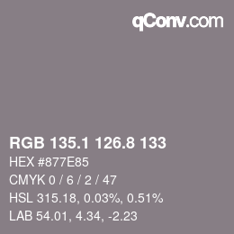 Color code: RGB 135.1 126.8 133 | qconv.com