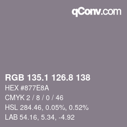 Color code: RGB 135.1 126.8 138 | qconv.com