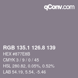 Color code: RGB 135.1 126.8 139 | qconv.com