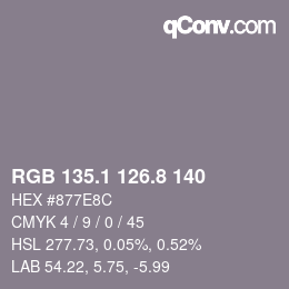 Color code: RGB 135.1 126.8 140 | qconv.com