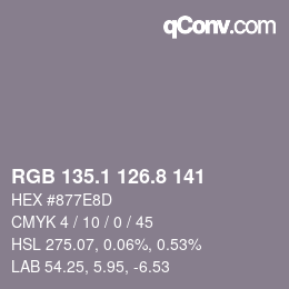 Color code: RGB 135.1 126.8 141 | qconv.com