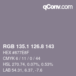 Color code: RGB 135.1 126.8 143 | qconv.com