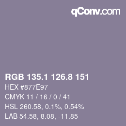 Color code: RGB 135.1 126.8 151 | qconv.com