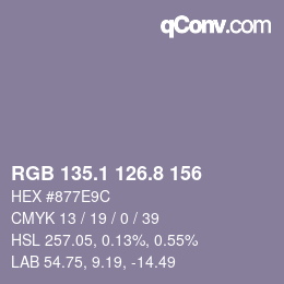 Color code: RGB 135.1 126.8 156 | qconv.com