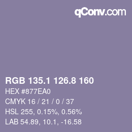 Farbcode: RGB 135.1 126.8 160 | qconv.com