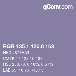 Color code: RGB 135.1 126.8 163 | qconv.com