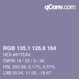 Color code: RGB 135.1 126.8 164 | qconv.com