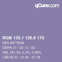 Color code: RGB 135.1 126.8 170 | qconv.com