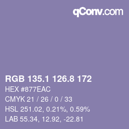 Farbcode: RGB 135.1 126.8 172 | qconv.com