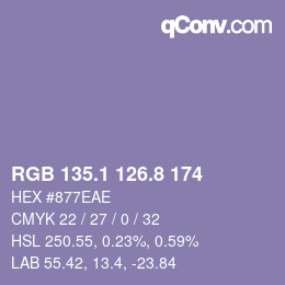 Color code: RGB 135.1 126.8 174 | qconv.com