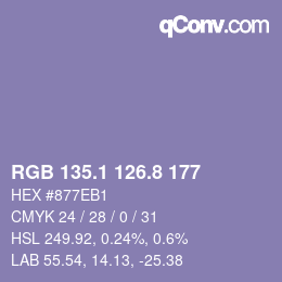 Color code: RGB 135.1 126.8 177 | qconv.com