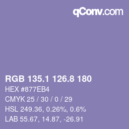 Farbcode: RGB 135.1 126.8 180 | qconv.com