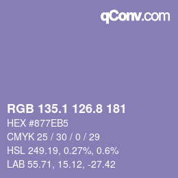 Color code: RGB 135.1 126.8 181 | qconv.com