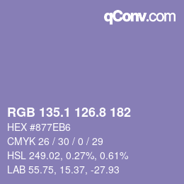 Color code: RGB 135.1 126.8 182 | qconv.com