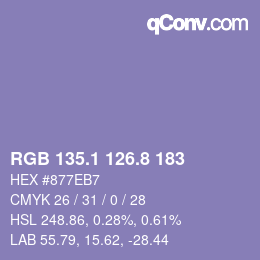 Color code: RGB 135.1 126.8 183 | qconv.com