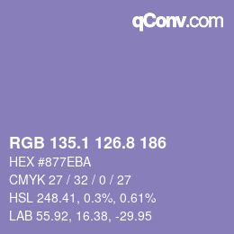 カラーコード: RGB 135.1 126.8 186 | qconv.com