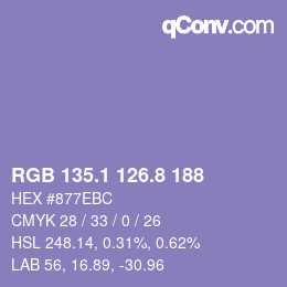 カラーコード: RGB 135.1 126.8 188 | qconv.com