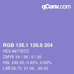 Color code: RGB 135.1 126.8 204 | qconv.com