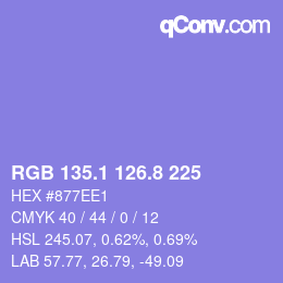 カラーコード: RGB 135.1 126.8 225 | qconv.com