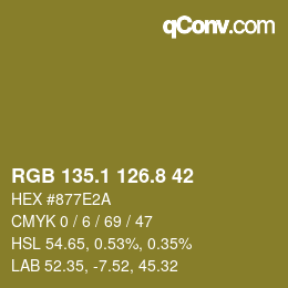 Color code: RGB 135.1 126.8 42 | qconv.com