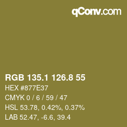 Color code: RGB 135.1 126.8 55 | qconv.com