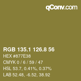 Color code: RGB 135.1 126.8 56 | qconv.com