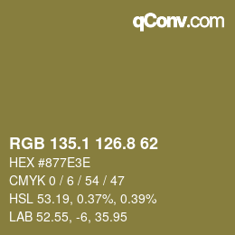 Color code: RGB 135.1 126.8 62 | qconv.com