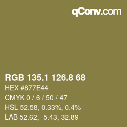 Color code: RGB 135.1 126.8 68 | qconv.com